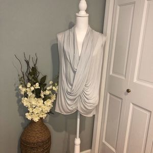 Jennifer Lopez gray flounce layered look top Sz S